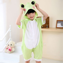 Kids Green Frog Summer Short Onesie Kigurumi Pajamas for Unisex Children