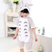 Kids Grey Totoro Summer Short Onesie Kigurumi Pajamas for Unisex Children