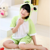Kids Green Frog Summer Short Onesie Kigurumi Pajamas for Unisex Children