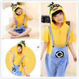 Kids Yellow Minions Summer Short Onesie Kigurumi Pajamas for Unisex Children