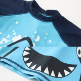 Kid Boys 3D Print Sharks Short Top and Trunks Two Pieces With Swim Cap