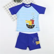 Kid Boys Print Crocodile Short Top and Trunks Two Pieces