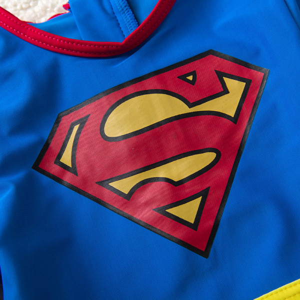 Kid Boys Print Superhero Swimsuit With Swim Cap