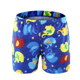 Kid Boys Print Cartoon Elephants Swimwear Trunks Swim Boxer Shorts With Cap