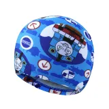 Kid Boys Print Trains Swimwear Trunks Swim Boxer Shorts With Cap