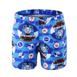 Kid Boys Print Trains Swimwear Trunks Swim Boxer Shorts With Cap