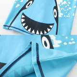Kid Boys 3D Print Sharks Short Top and Trunks Two Pieces With Swim Cap