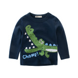 Boys Print Crocodile Long Sleeves T-shirt