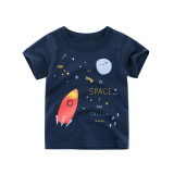 Boys Print Space Navy T-shirt