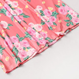 Mommy and Me Pink Flowers Family Matching Maxi Dresses