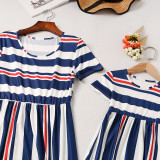 Mommy and Me Navy Stripes Family Matching Maxi Dresses