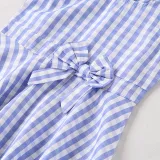 Mommy and Me Plaid Bowknot Family Matching Sleeveless Dresses
