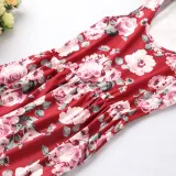 Mommy and Me  Family Matching Sleeveless Red Flowers Maxi Dresses