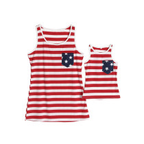 Mommy and Me Red Stripes Blue Stars Family Matching Vest Tops