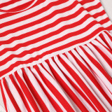 Mommy and Me Red Stripes Family Matching Vest Dresses