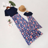 Mommy and Me Navy Flowers Family Matching Maxi Dresses