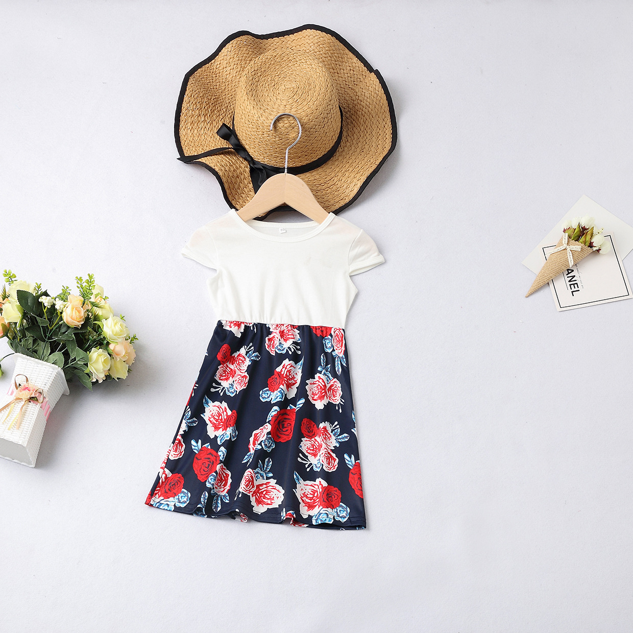 thumbnail image 2 of Mommy And Me Retro Floral One Piece Swimsuit - Family Matching Backless Swimsuit With V Neck 2 of 10