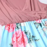 Mommy and Me Pink Flowers Family Matching Sleeveless Dress
