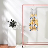 Mommy and Me Grey Stripes Yellow Flowers Family Matching Maxi Dresses