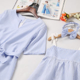 Mommy and Me Blue Stripes Family Matching A-line Dress