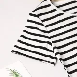Mommy and Me Black Stripes Family Matching White Casual T-shirt Dress