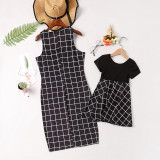 Mommy and Me Family Matching Black Plaid Dresses