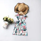 Mommy and Me Ruffles Sleeve  Family Matching Backless Flower Dresses