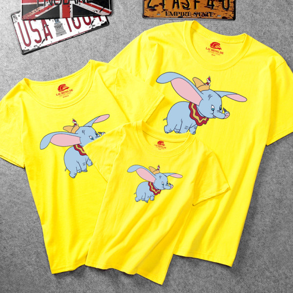 Matching Color Family Prints Elephants T-shirts
