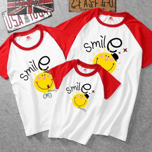 Matching Color Family Prints Smile Face T-shirts