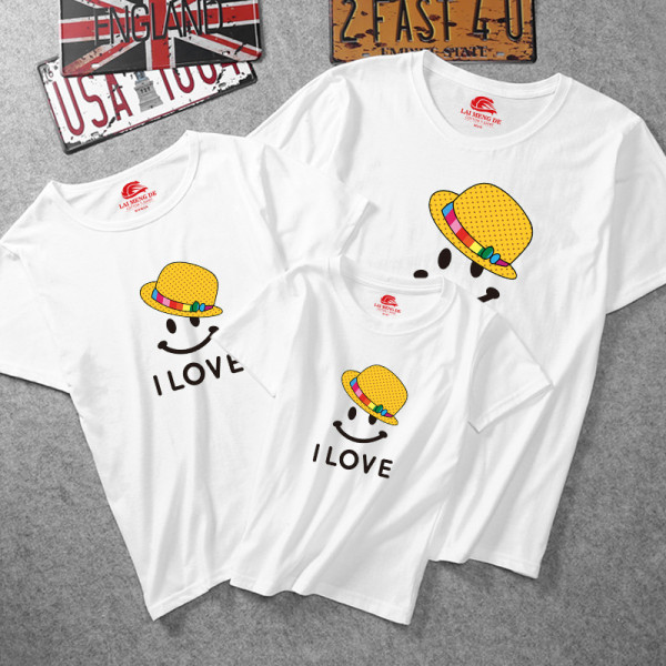Matching Family Prints I Love Smile Face T-shirts