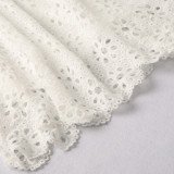 Mommy and Me White Hollow Out Crocheting Family Matching Dresses