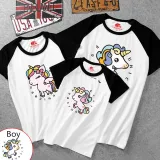 Matching Color Family Prints Cute Unicon T-shirts