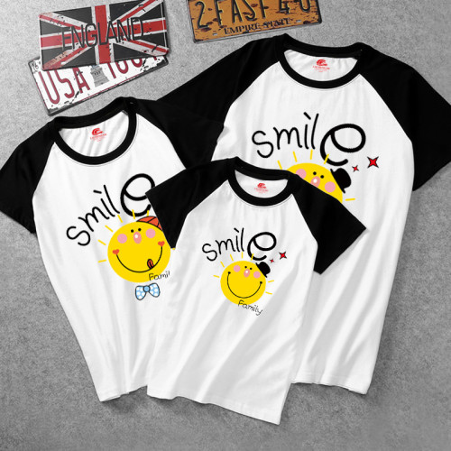 Matching Color Family Prints Smile Face T-shirts