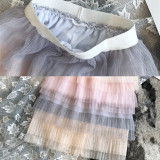Kid Girl Ombre Pink Grey Matching Color Tutu Maxi Skirt