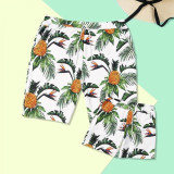Family Matching Swimwear Print Yellow Pineapple Swimsuit and Truck Shorts