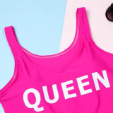 Family Matching Swimwear Print King Queen Prince Princess Swimsuit and Truck Shorts