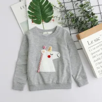 Kid Girl White Horse Sweatshirts