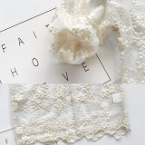 Kid Girl White Lace Crochet Flowers Hooded Thin Coat