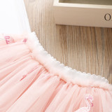 Kid Girl Red Flamingo and Embroidery Tutu Skirt Two-piece Outfit
