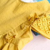 Kid Girl Yellow Crochet Ruffles Casual Dress