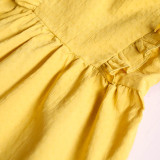 Kid Girl Yellow Crochet Ruffles Casual Dress