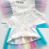 Kid Girl Sequins Eyelashs Rainbow Tutu Dress