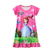 Kid Girl Print Cartoon Princess Ruffles Sleepwear Dresses