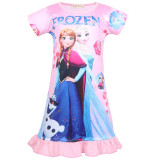 Kid Girl Print Cartoon Princess Ruffles Sleepwear Dresses