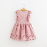 Kid Girl Ruffles Crocheting Pink Dress