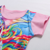 Kid Girl Rainbow Unicon Ruffles Pink Sleepwear Dresses