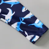Kid Boys Print Shark One-Pieces Swimwear With Long Sleeves