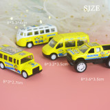 4 PCS Alloy Cute Cartoon Bus Toy Cars Model 1/64 Scale For 3Y+ Kids