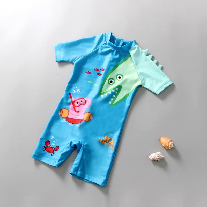 Kid Boys Print Peppa George Pig Shark One-Pieces Swimsuit