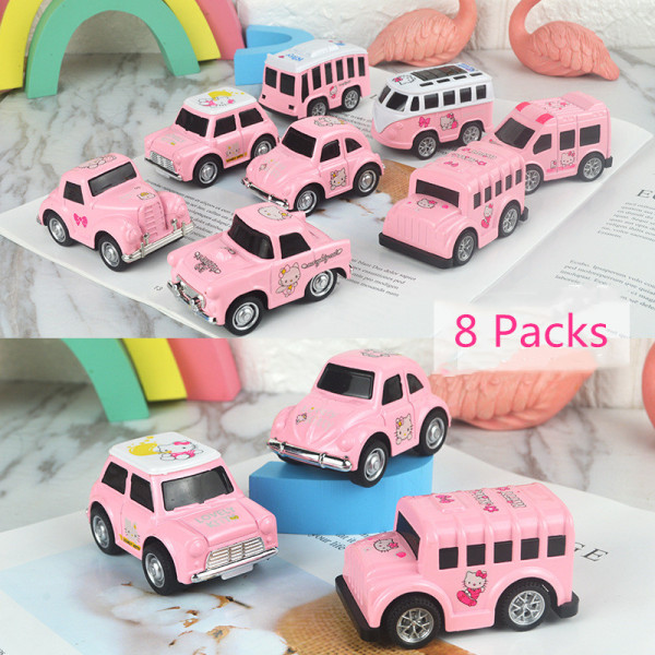 8 PCS Model Cartoon Vehicles Alloy Pull Back Toy Cars 1/48 Scale For 3Y+ Kids